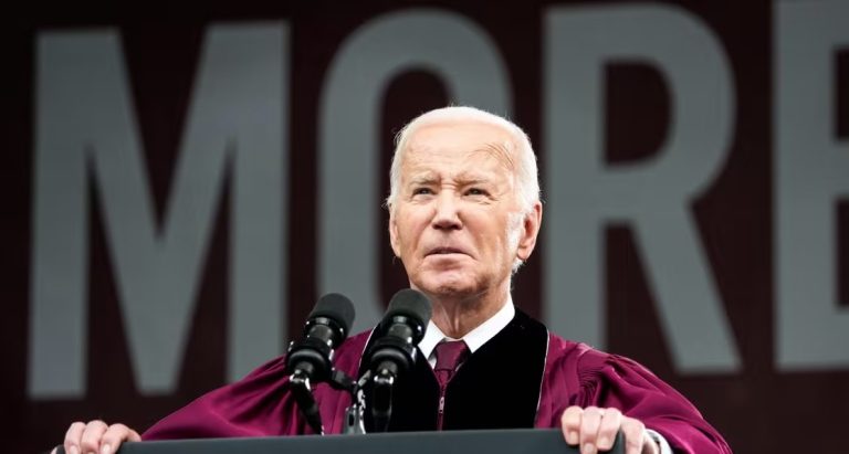 Biden delivers Morehouse commencement speech as some on campus express pro-Palestinian messages